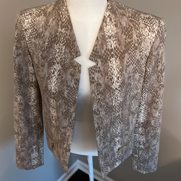 Calvin Klein brown and cream faux snake print jacket blazer - Picture 3 of 8